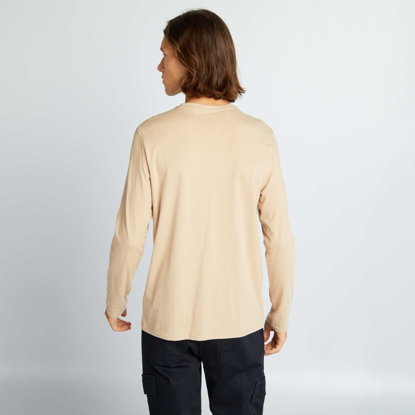 Round-neck T-shirt with long sleeves BLUE