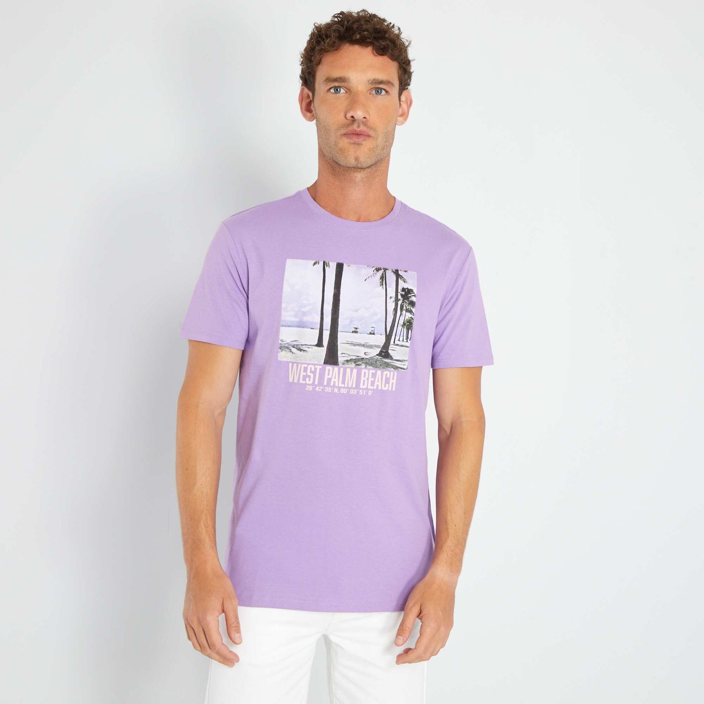 Jersey T-shirt with print PURPLE