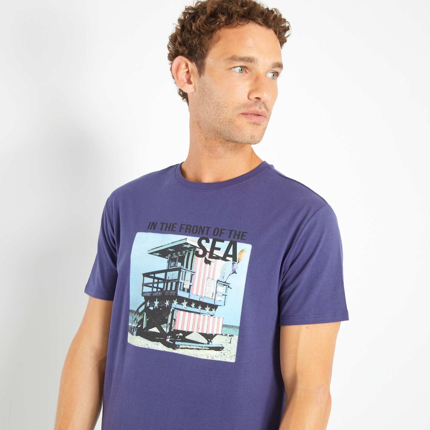 Jersey T-shirt with print BLUE