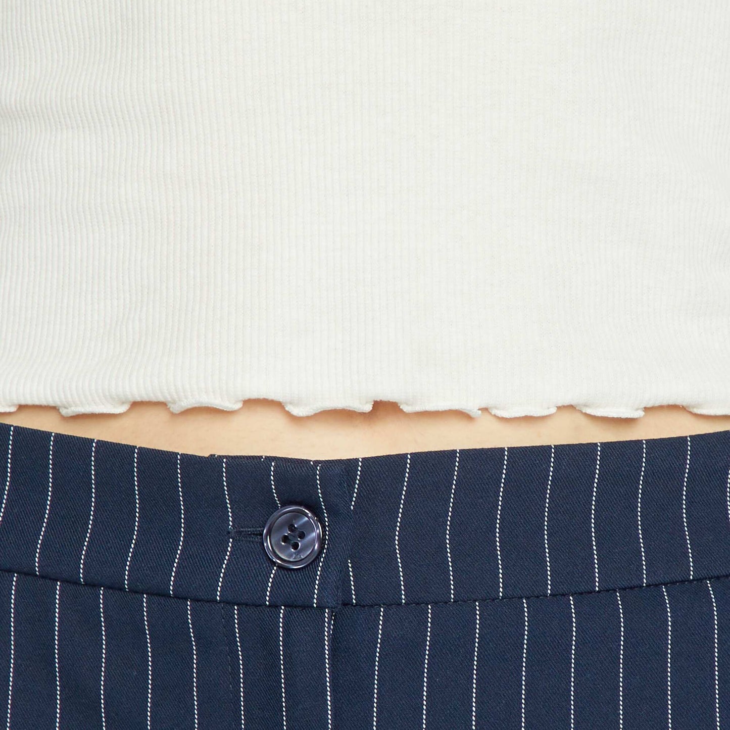 High-neck ribbed T-shirt WHITE