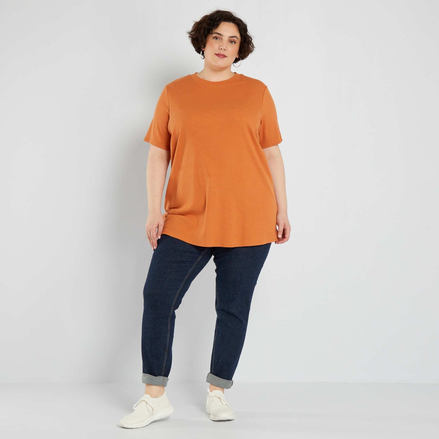Plain ribbed T-shirt ORANGE