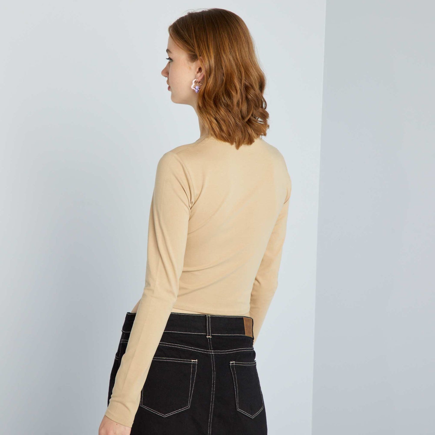 Cropped T-shirt BEIGE