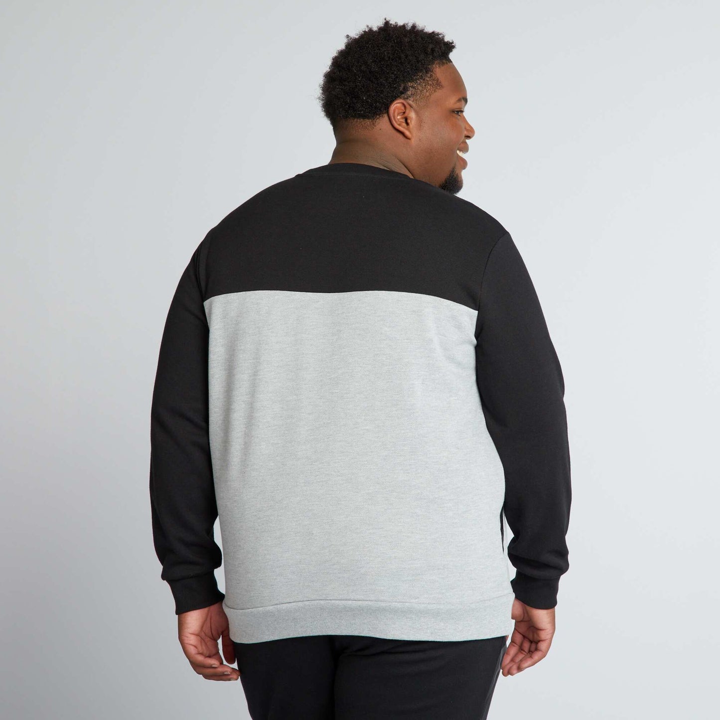 Cotton piqué sweatshirt with pockets Black