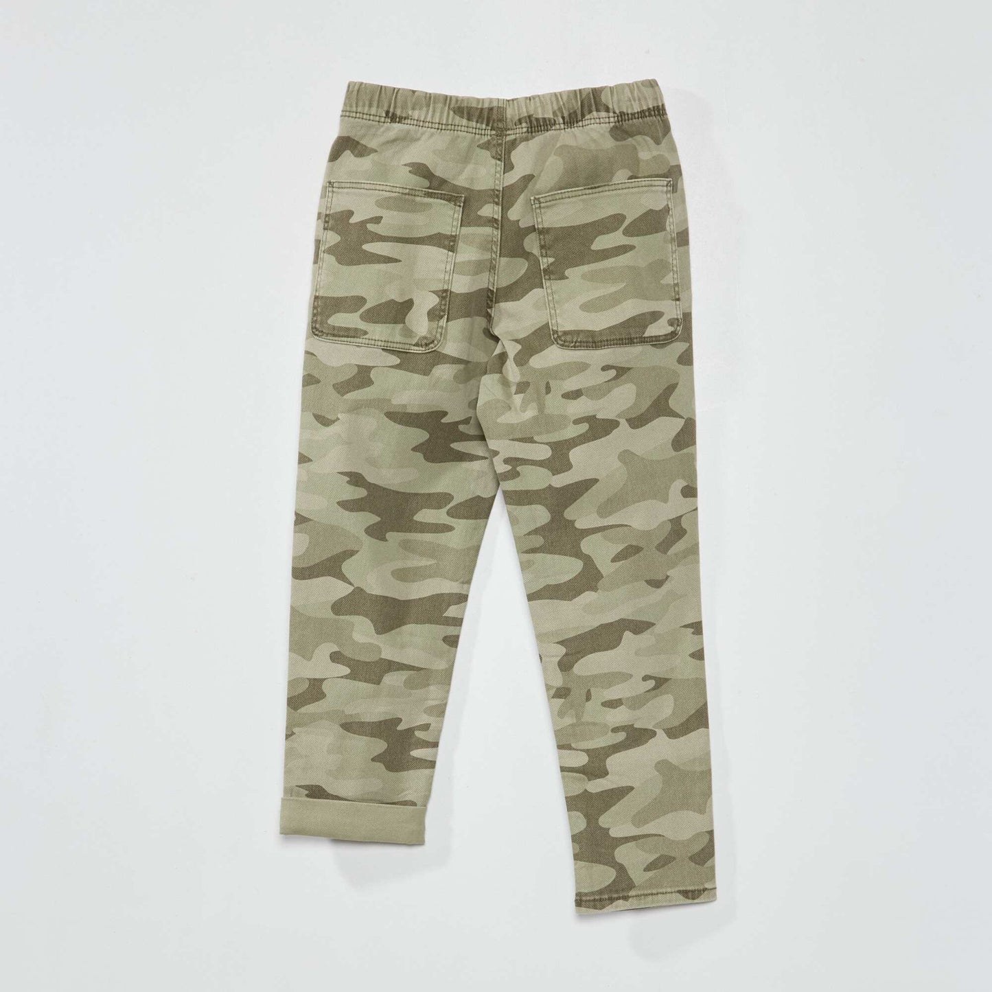 Jogger-style twill trousers camouflage kakhi