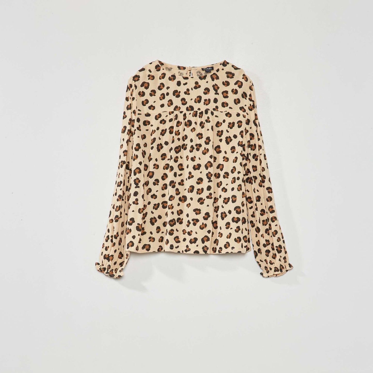 Long-sleeved blouse with print Beige