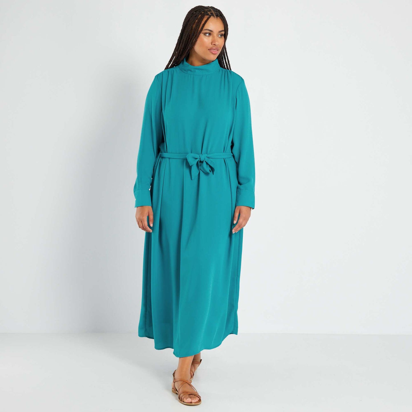 Long dress with print BLUE