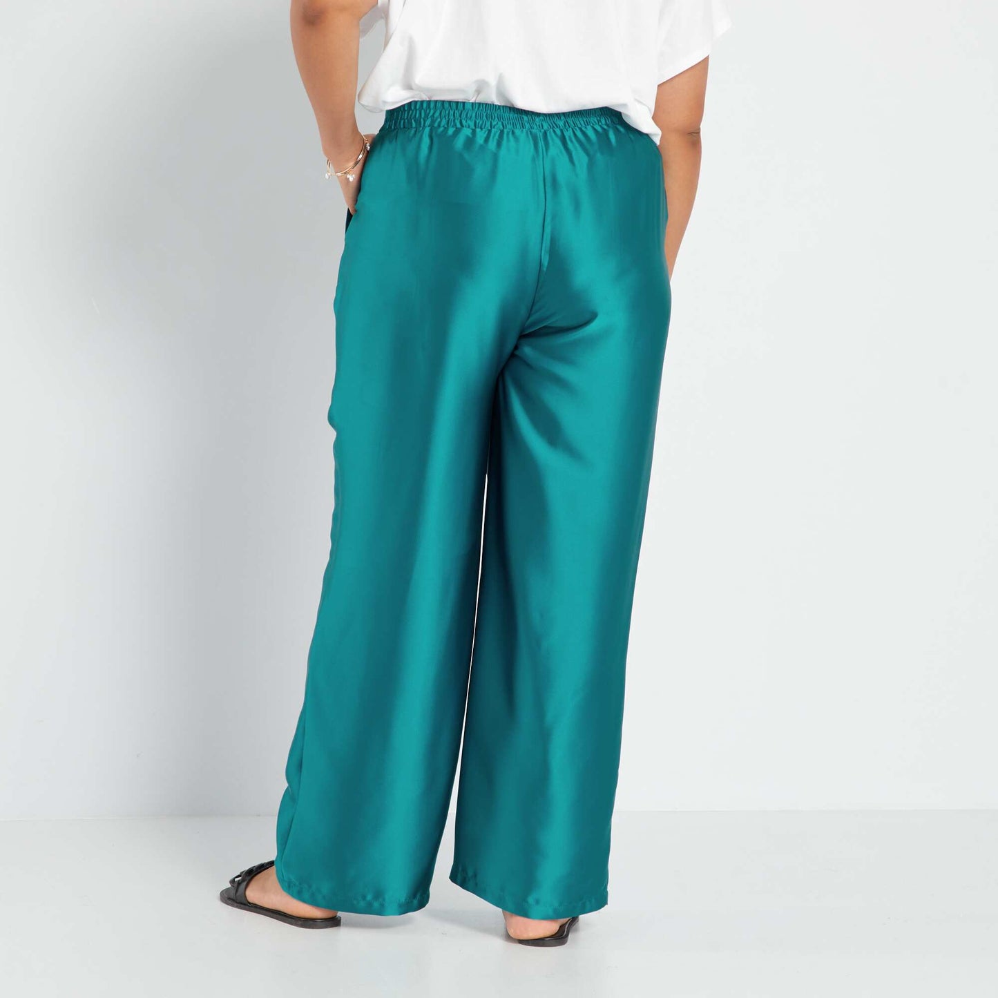Wide-leg satin trousers BLUE