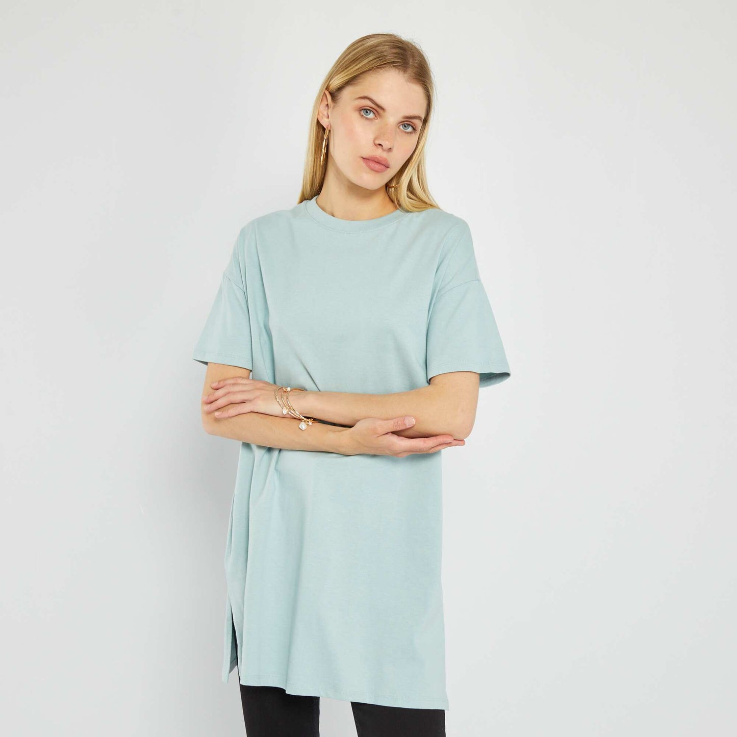 Plain short-sleeved T-shirt BLUE