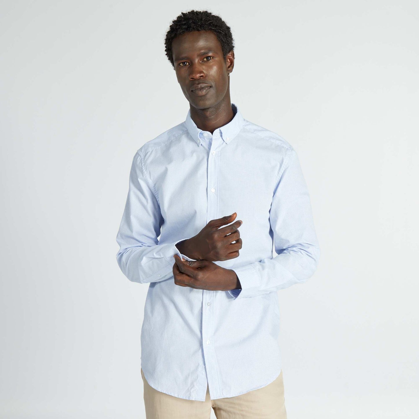 Straight cut check shirt LIGHT BLUE