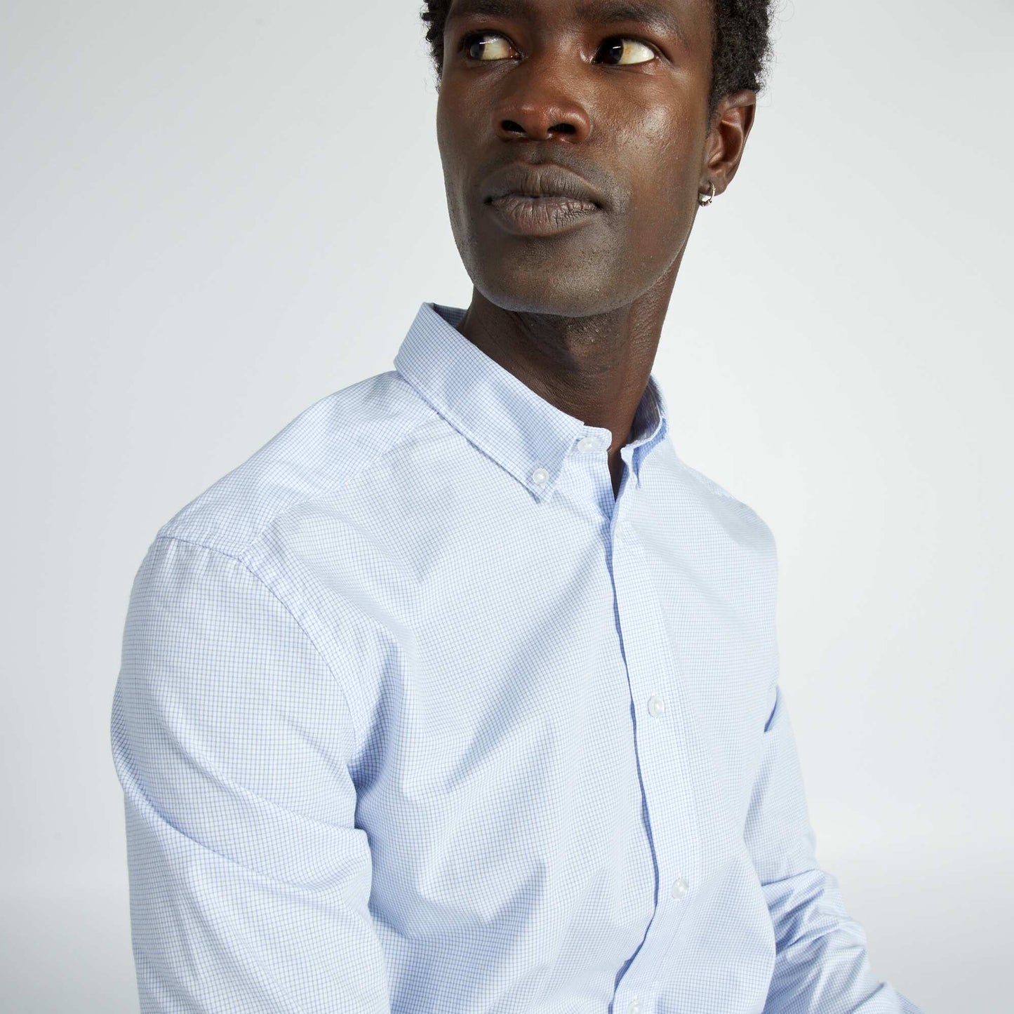 Straight cut check shirt LIGHT BLUE