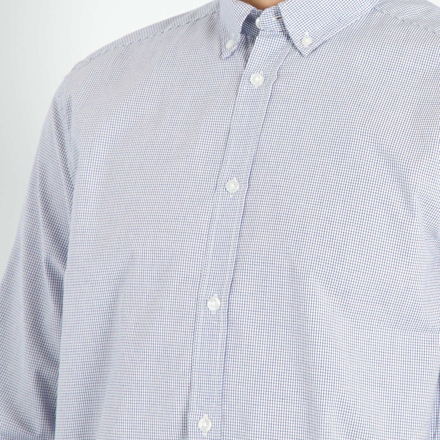 Straight cut check shirt LIGHT BLUE