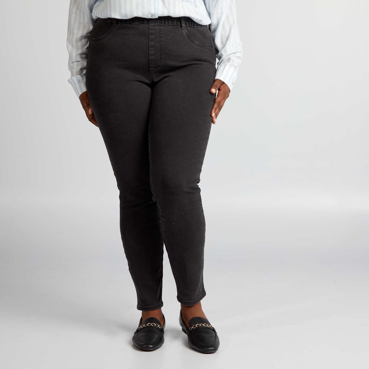 Regular-fit stretch high-waist jeggings BLACK