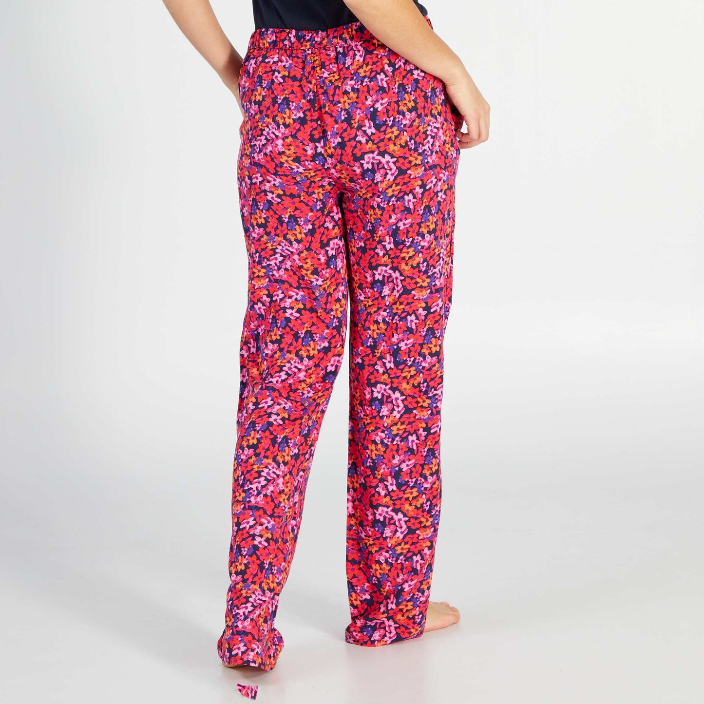 Printed wide-leg pyjama bottoms PURPLE