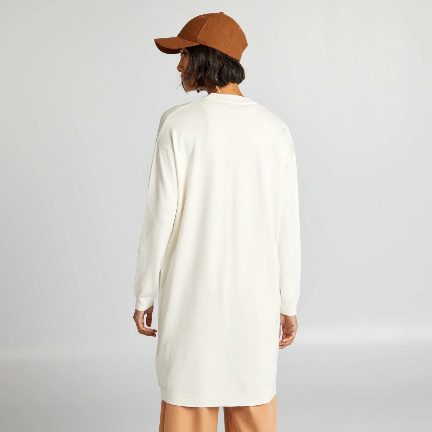 Long button-up cardigan WHITE