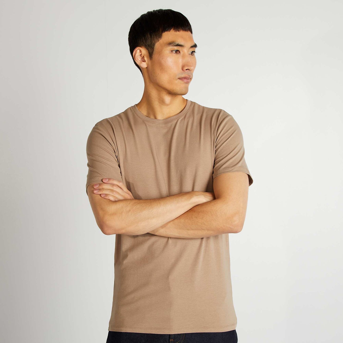 Plain T-shirt - Slim fit BEIGE