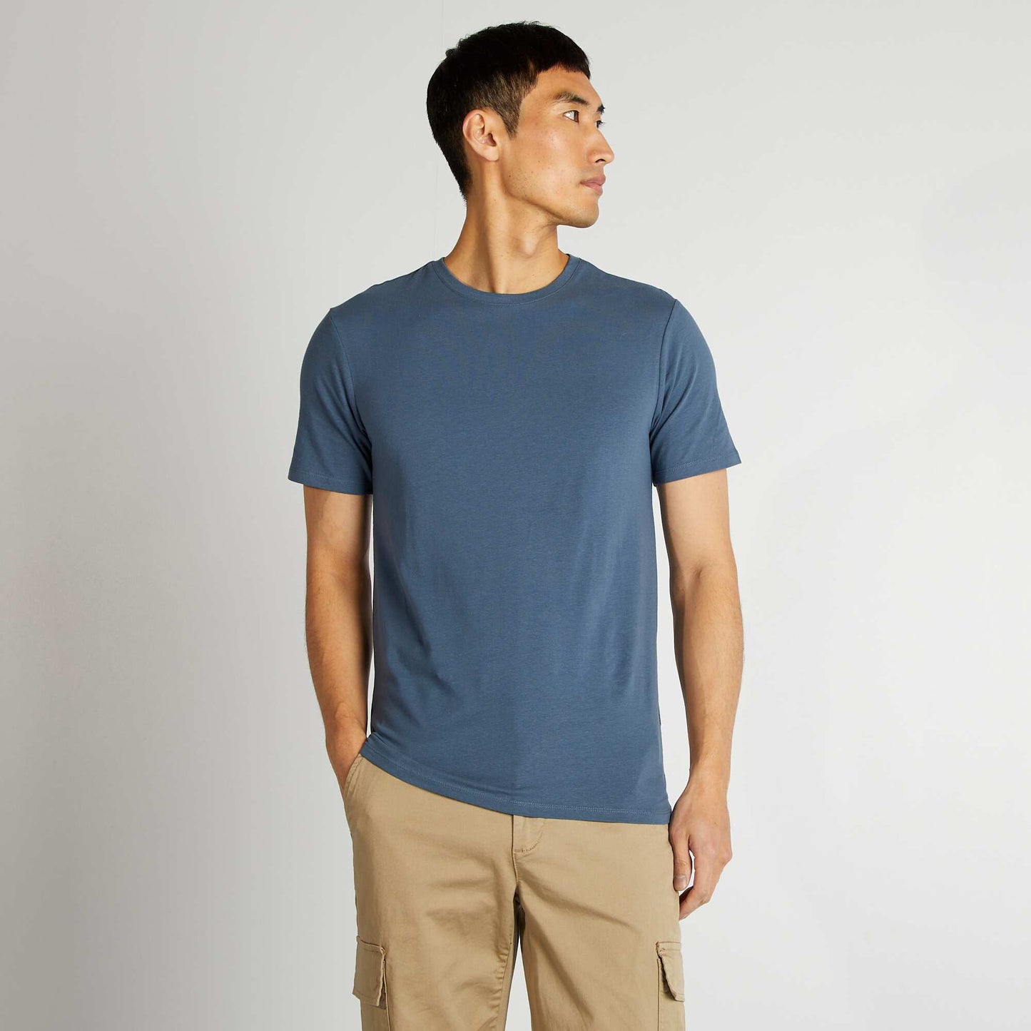 Plain T-shirt - Slim fit BLUE