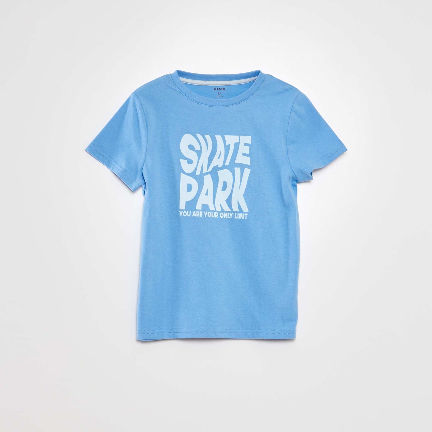 Round-neck cotton T-shirt BLUE