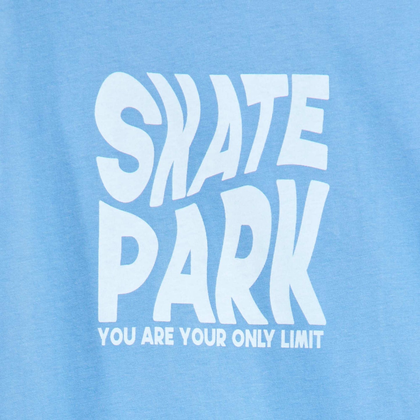 Round-neck cotton T-shirt BLUE