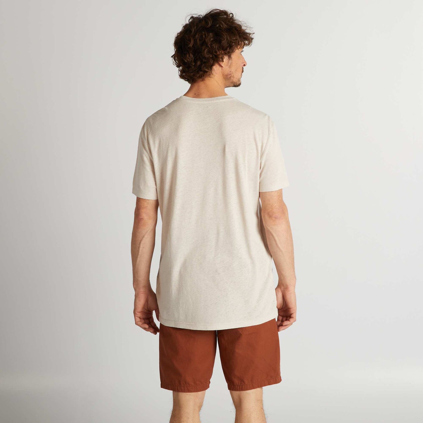 Linen blend T-shirt BEIGE