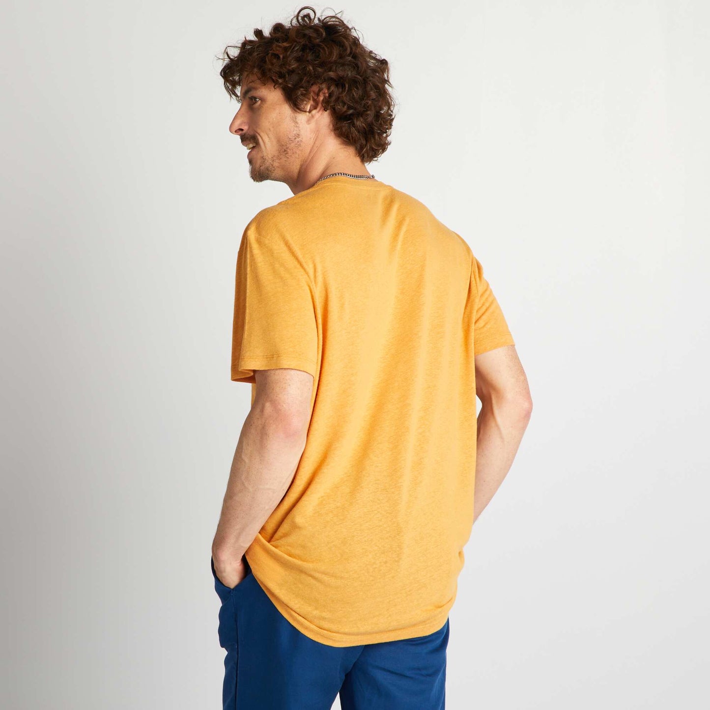 Linen blend T-shirt YELLOW