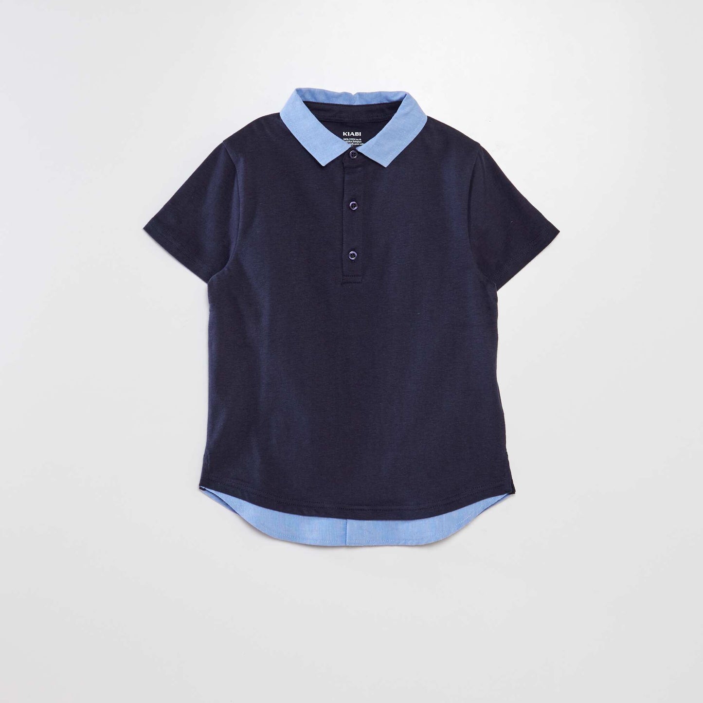 Cotton polo shirt with contrasting collar BLUE