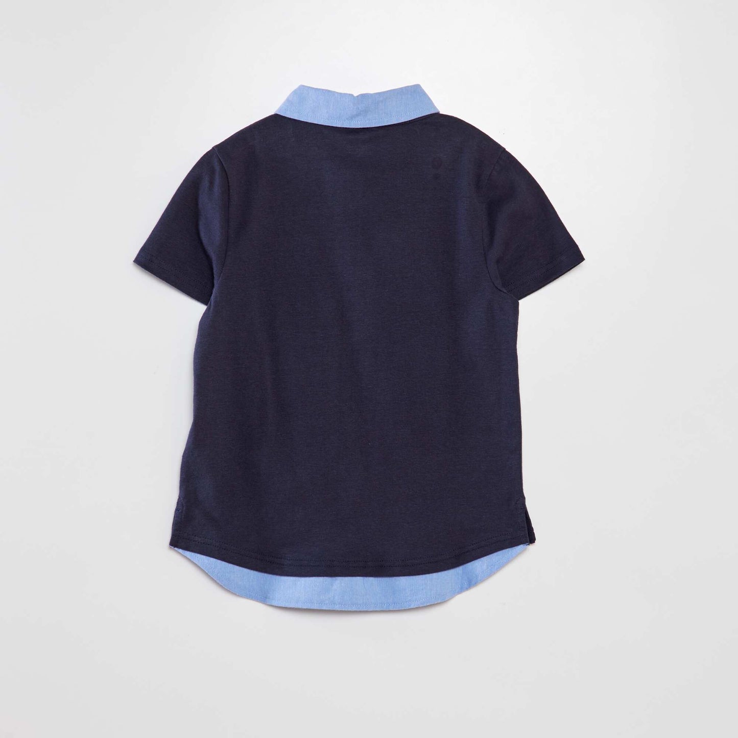 Cotton polo shirt with contrasting collar BLUE