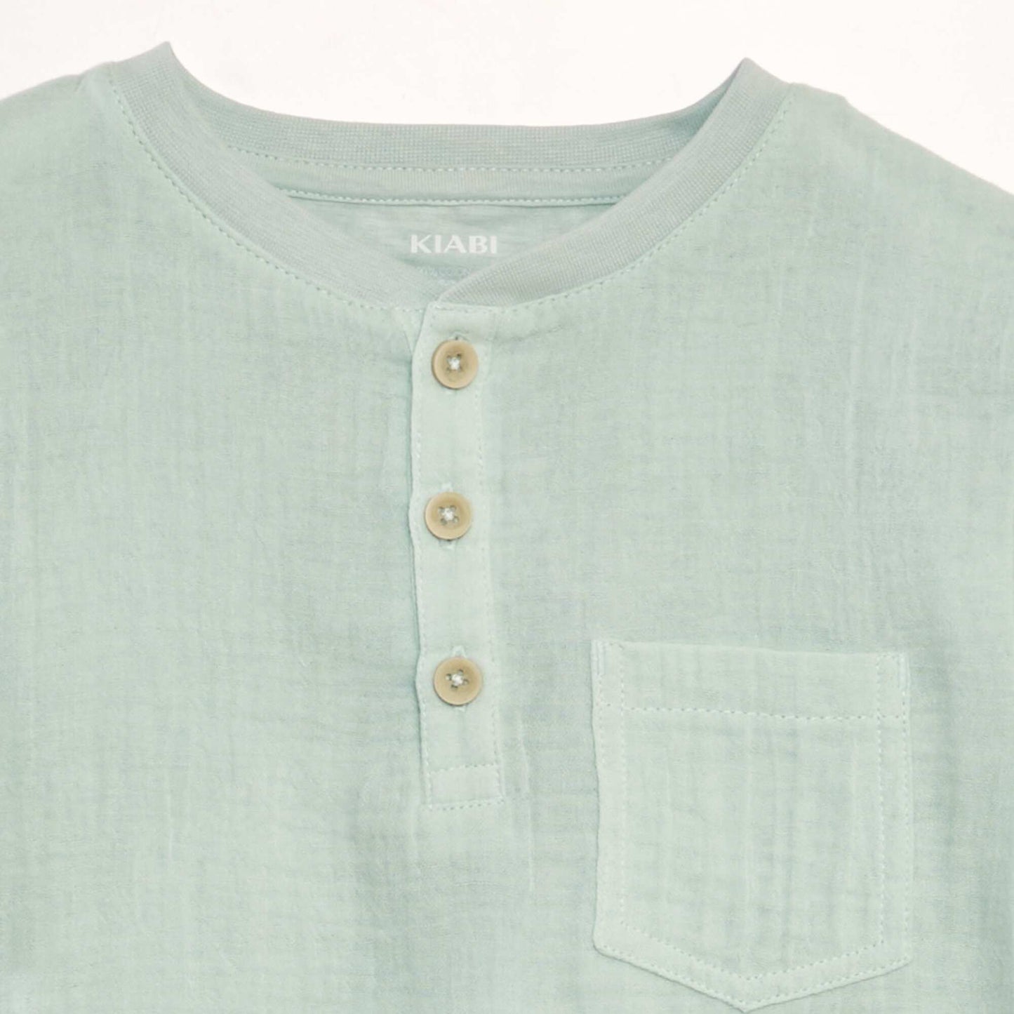 Henley collar T-shirt blue