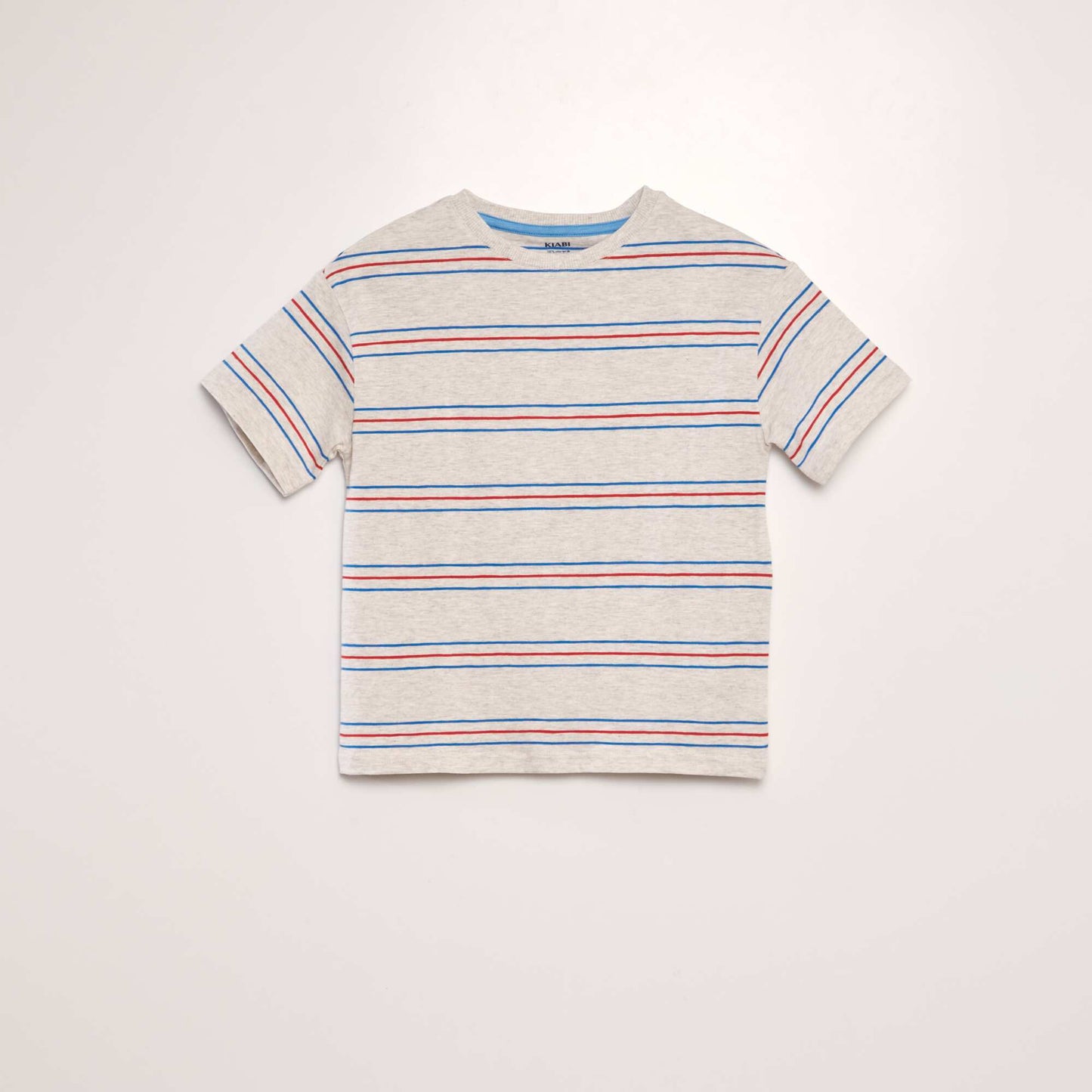 T-shirt with colourful stripes BEIGE