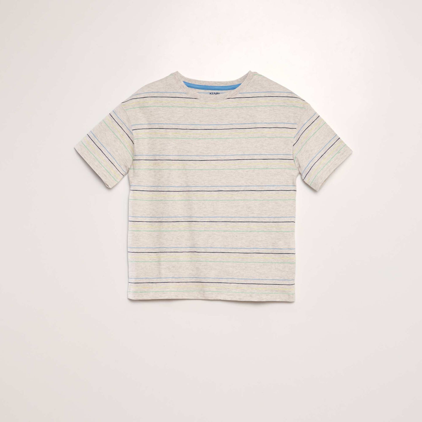 T-shirt with colourful stripes BEIGE
