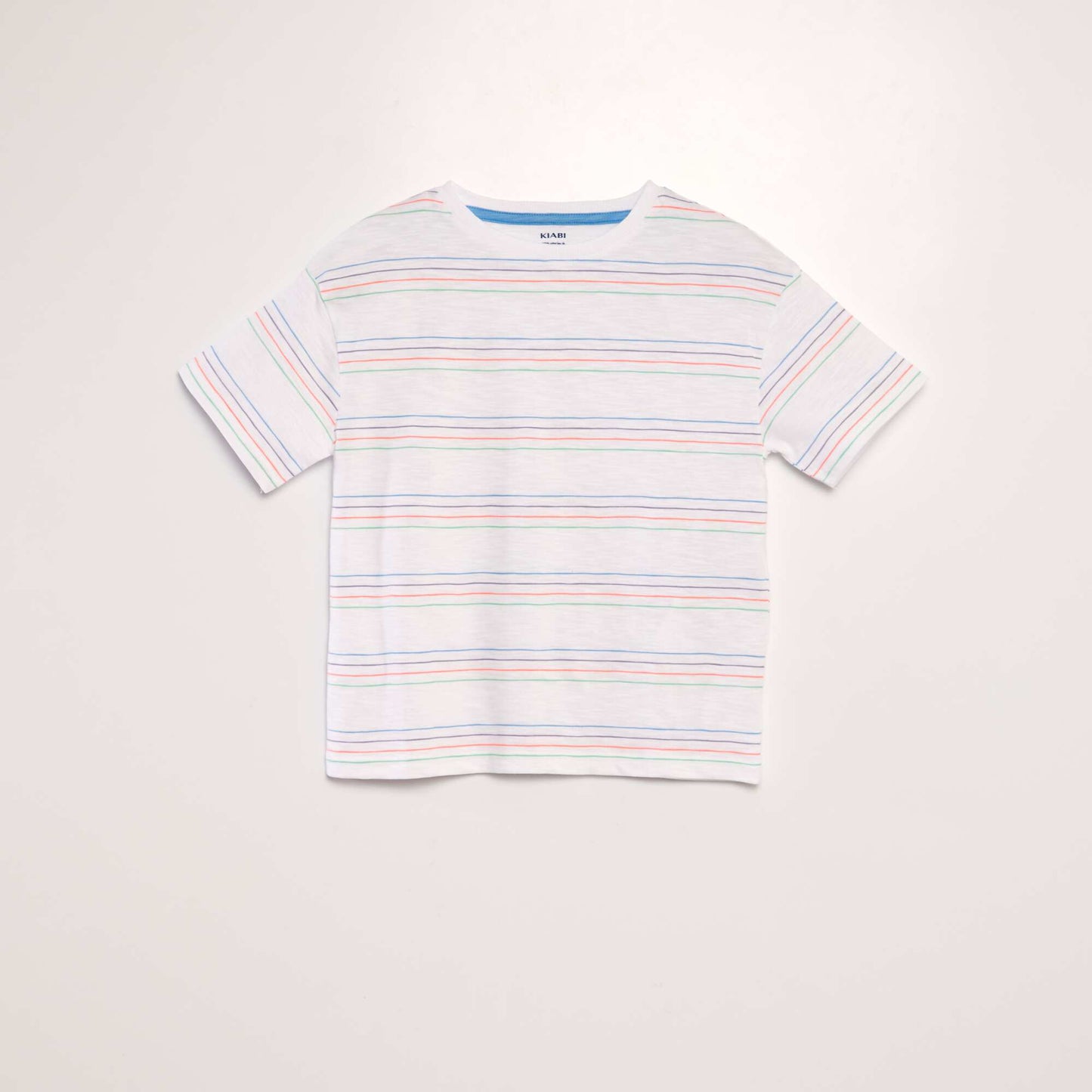 T-shirt with colourful stripes BEIGE