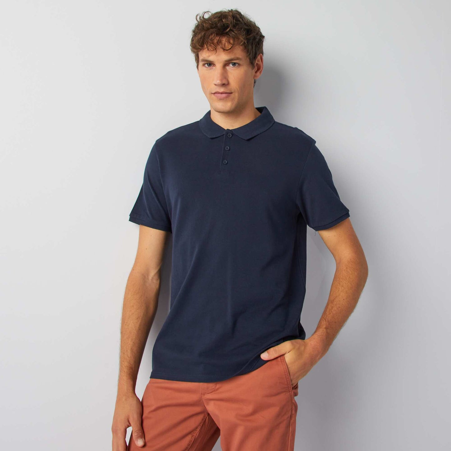 Cotton piqué polo shirt blue