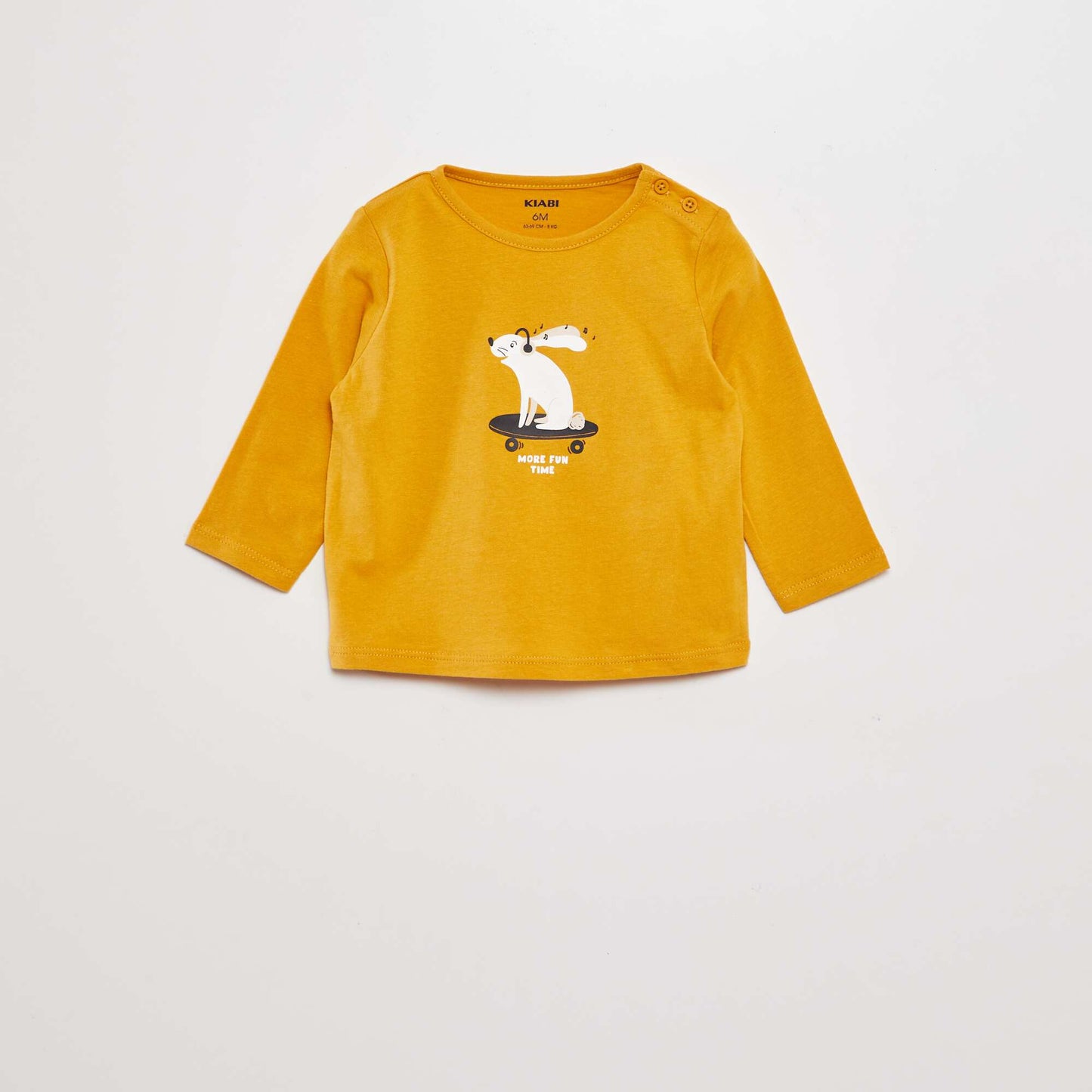 Long-sleeved block print T-shirt YELLOW