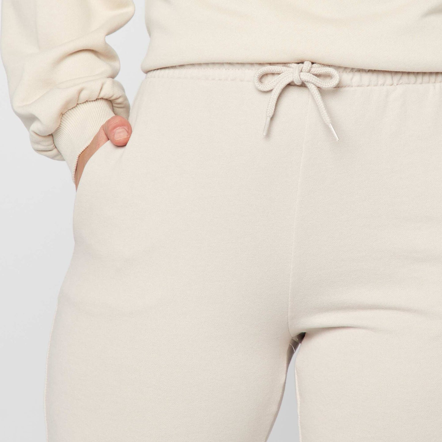 Plain fine sweatshirt fabric joggers BEIGE