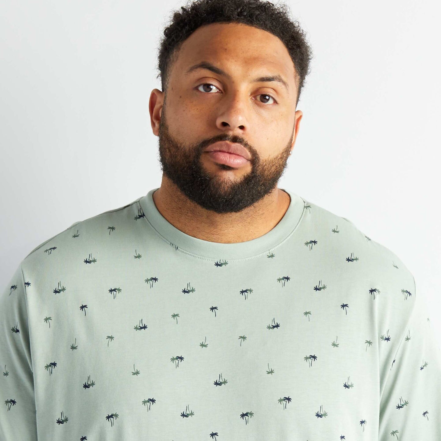 Round neck printed jersey T-shirt BLUE