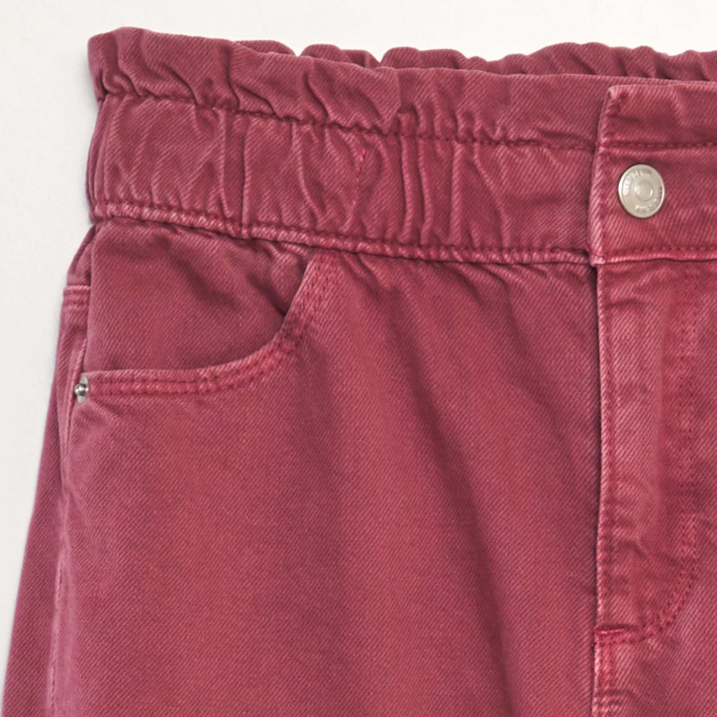 Twill trousers with ruffled waistband PURPLE