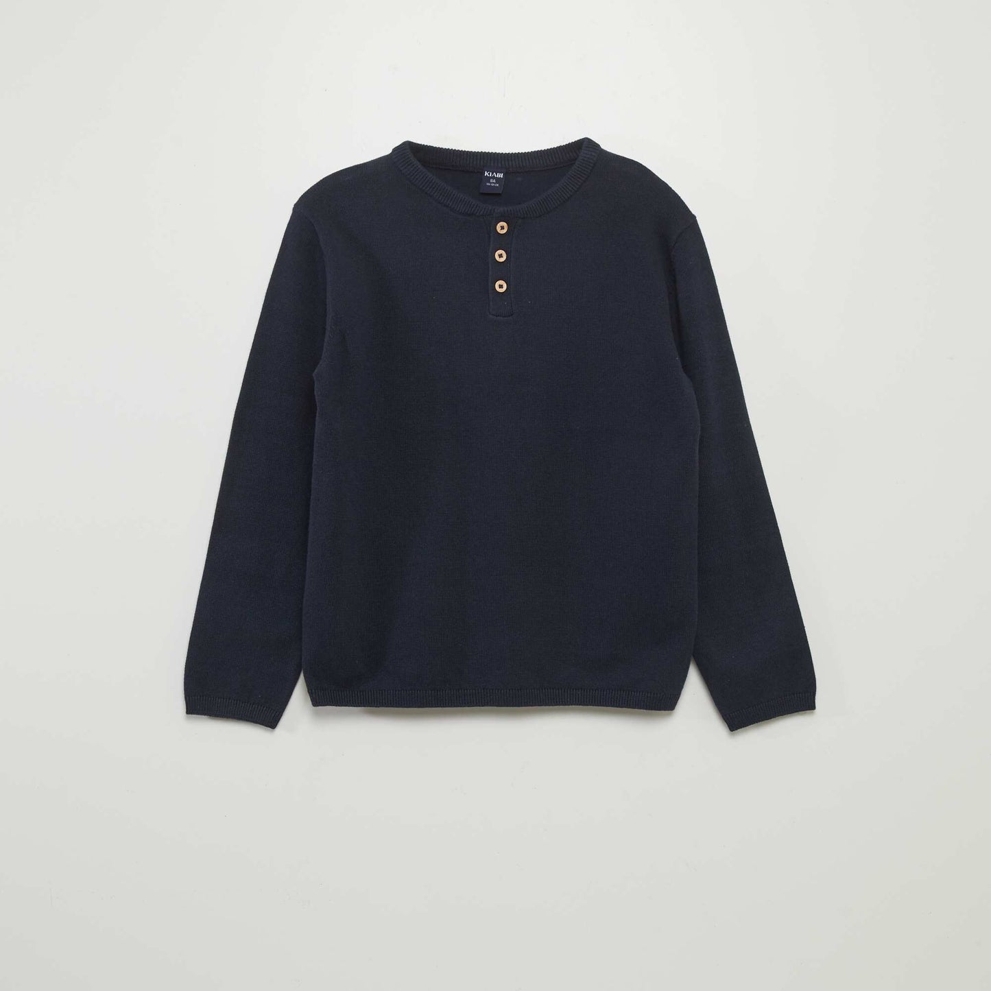 Sweater with buttoned henley collar blue