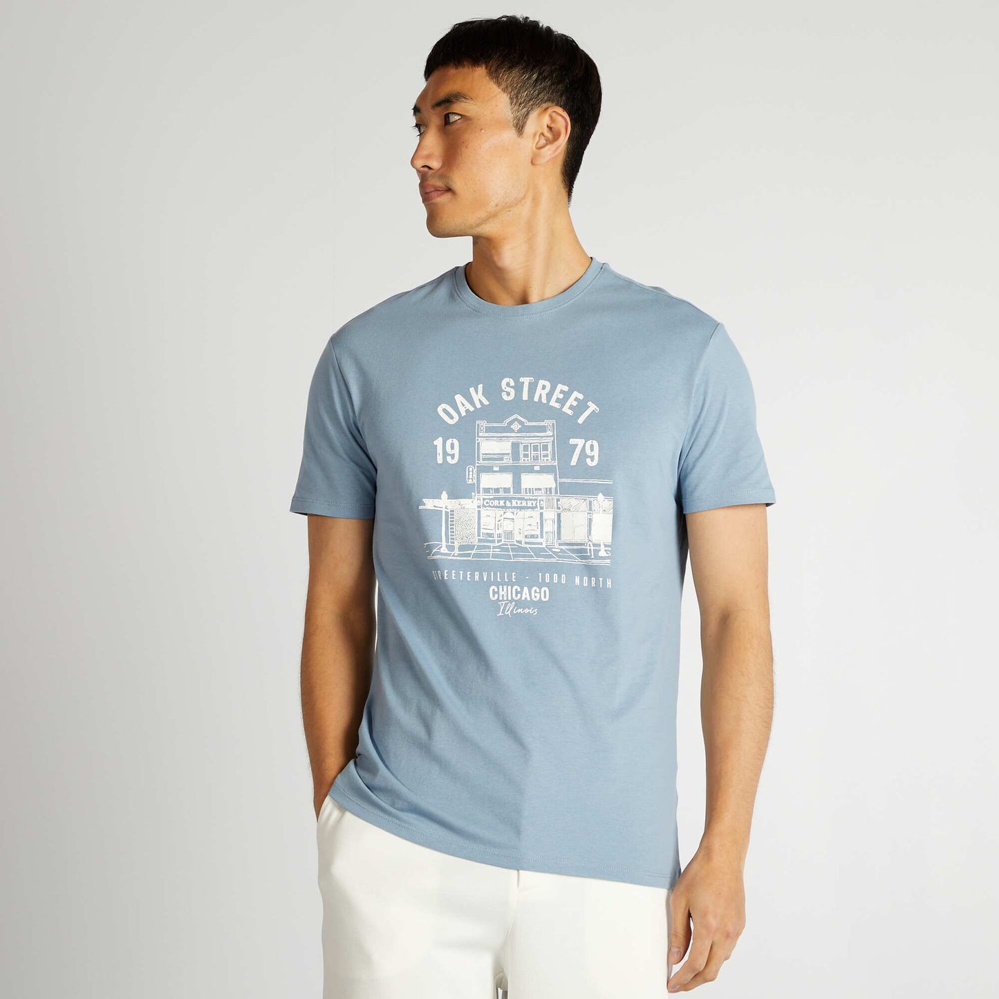 Short-sleeved printed T-shirt BLUE
