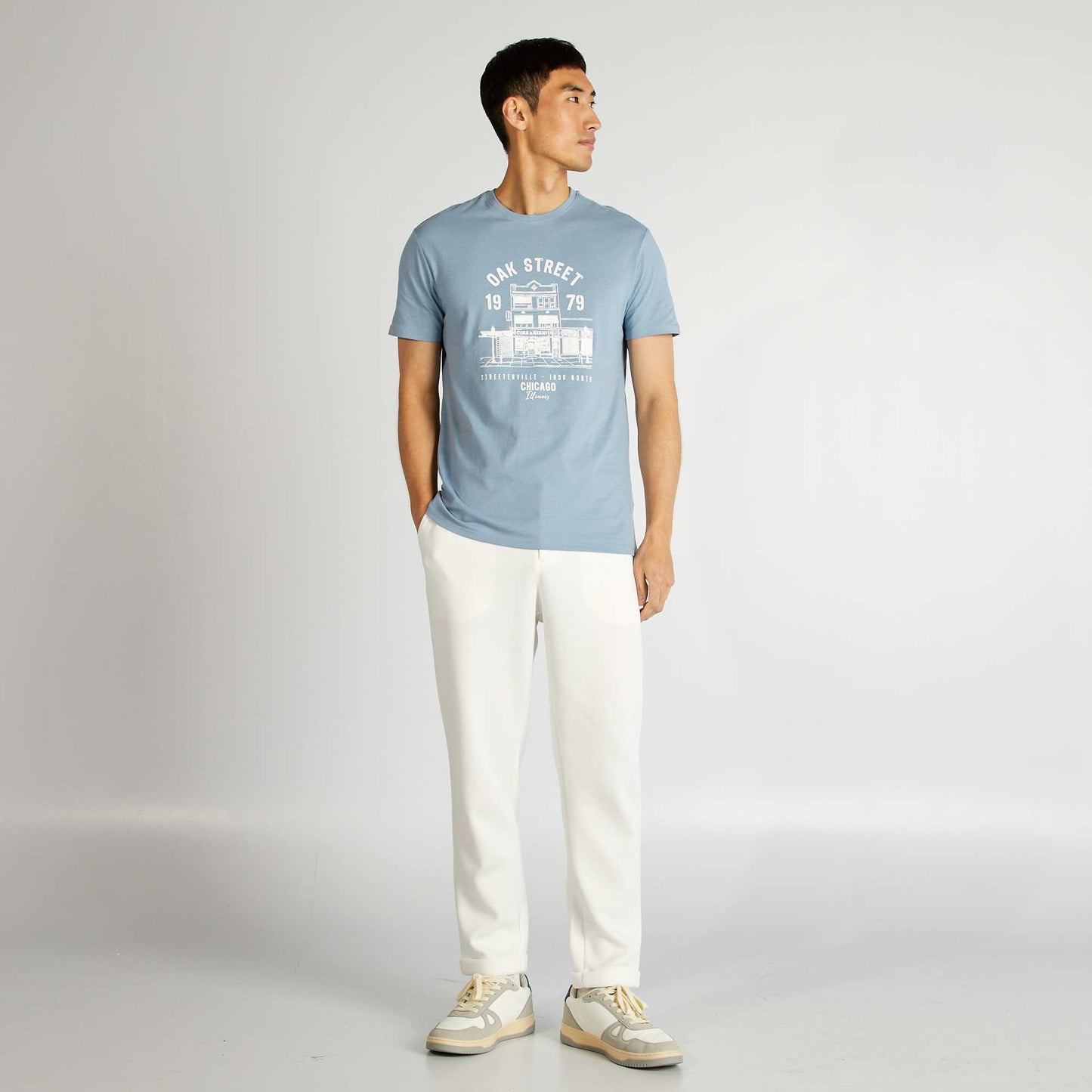 Short-sleeved printed T-shirt BLUE