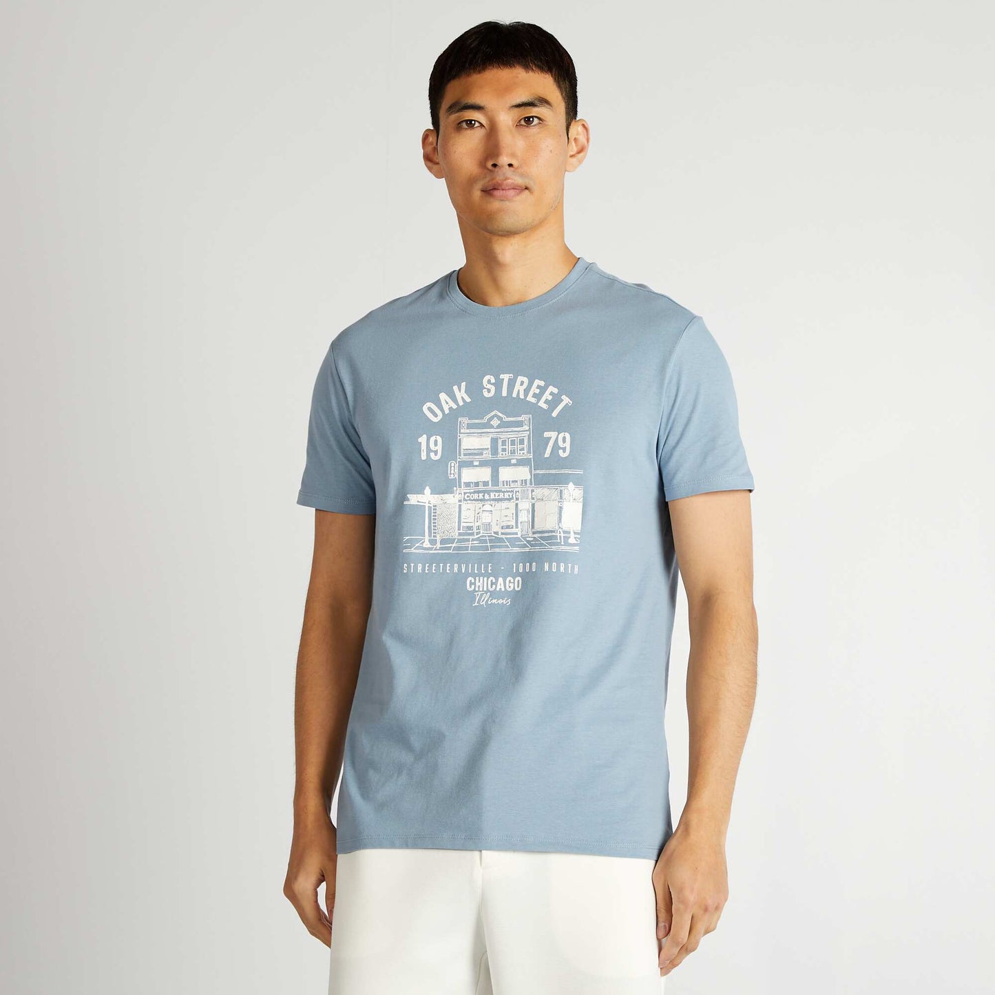 Short-sleeved printed T-shirt BLUE