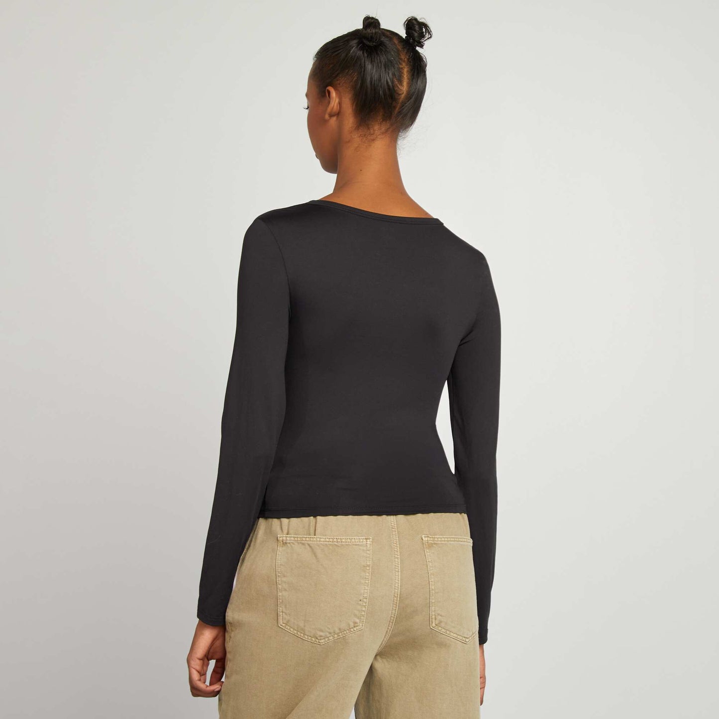 Stretch long-sleeved T-shirt BLACK