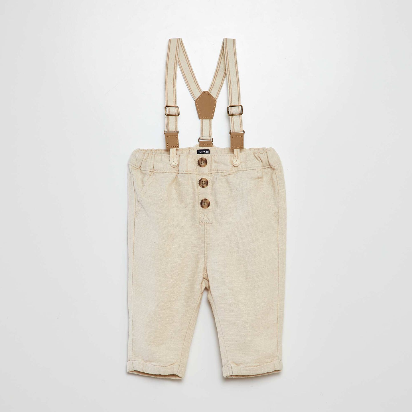 Chino-style trousers with detachable braces WHITE