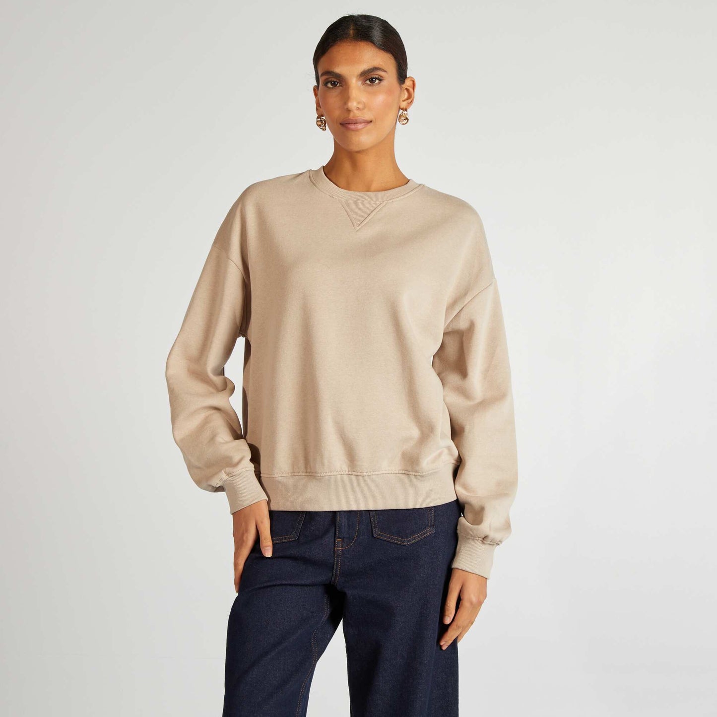 Plain sweatshirt BEIGE
