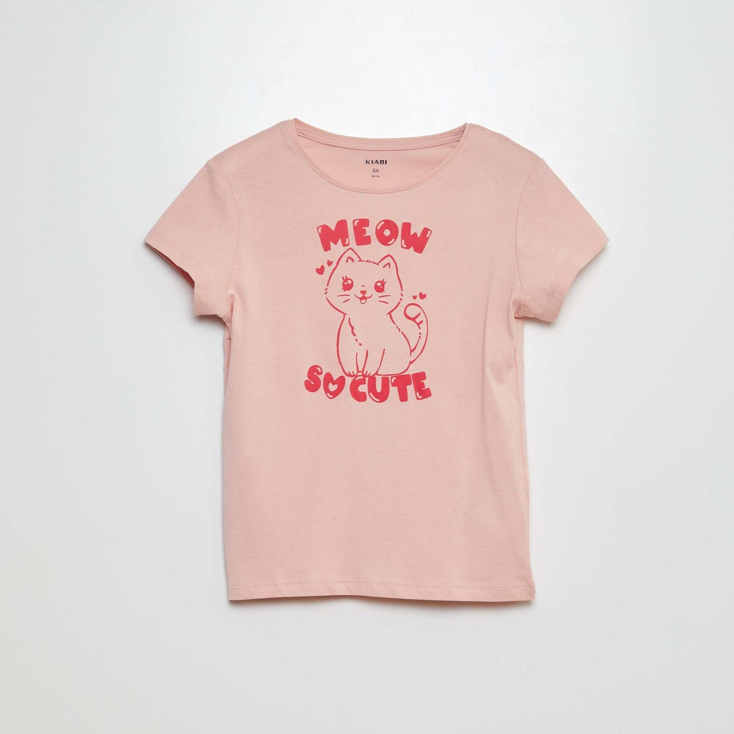 تي شيرت جيرسيه محبوك مطبوع باللون الوردي