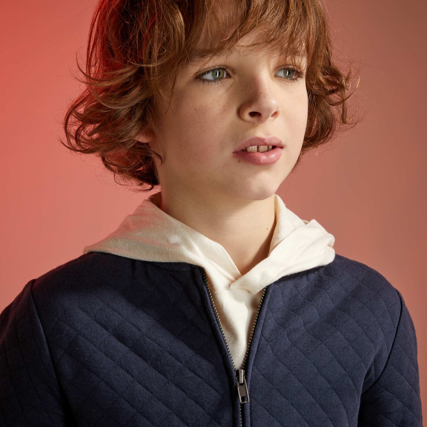 Zip-up jersey sweatshirt blue
