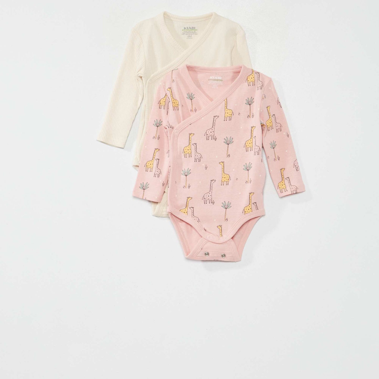 Pack of 2 bodysuits with double row of press-studs - adaptable PINK