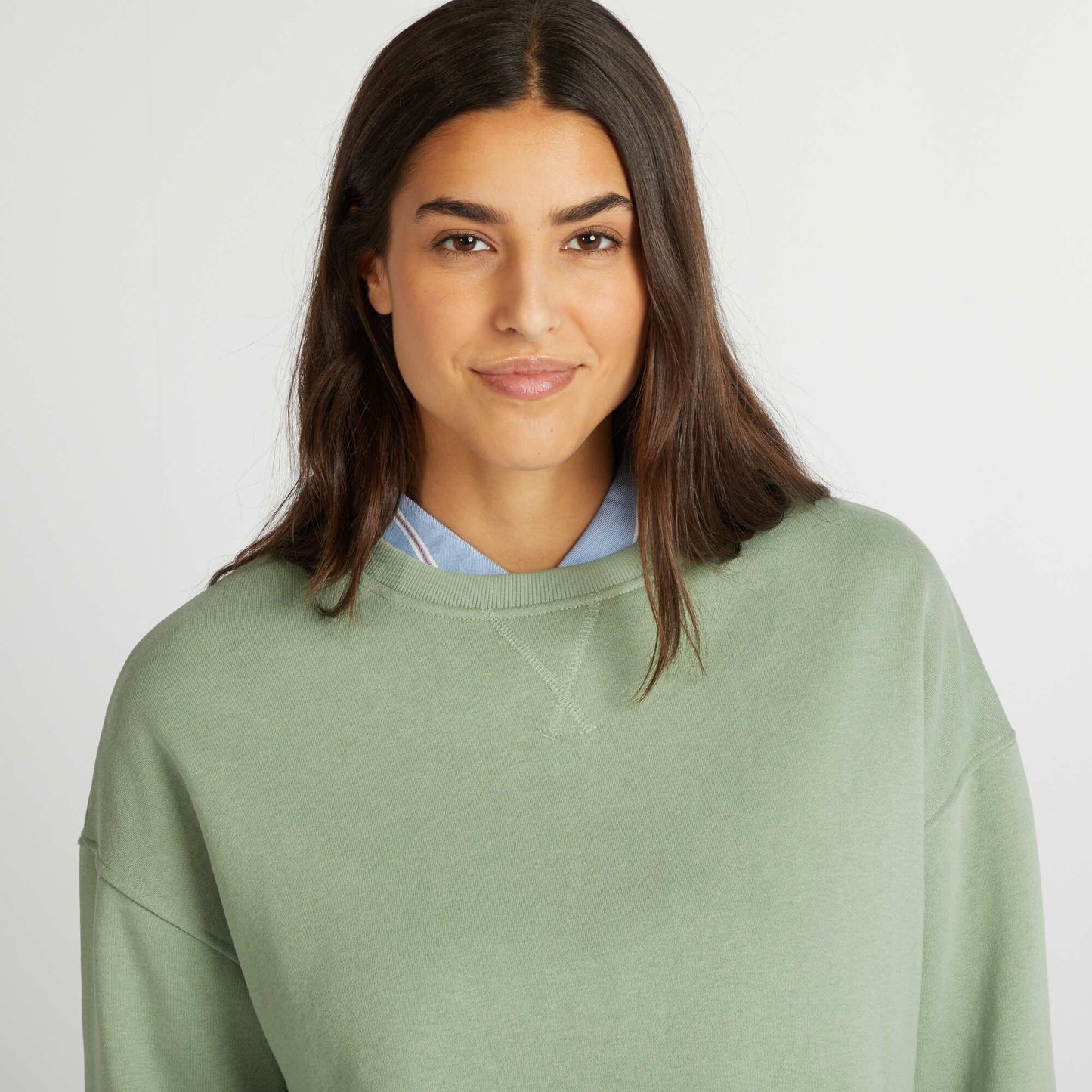 Plain sweatshirt fabric sweater GREEN