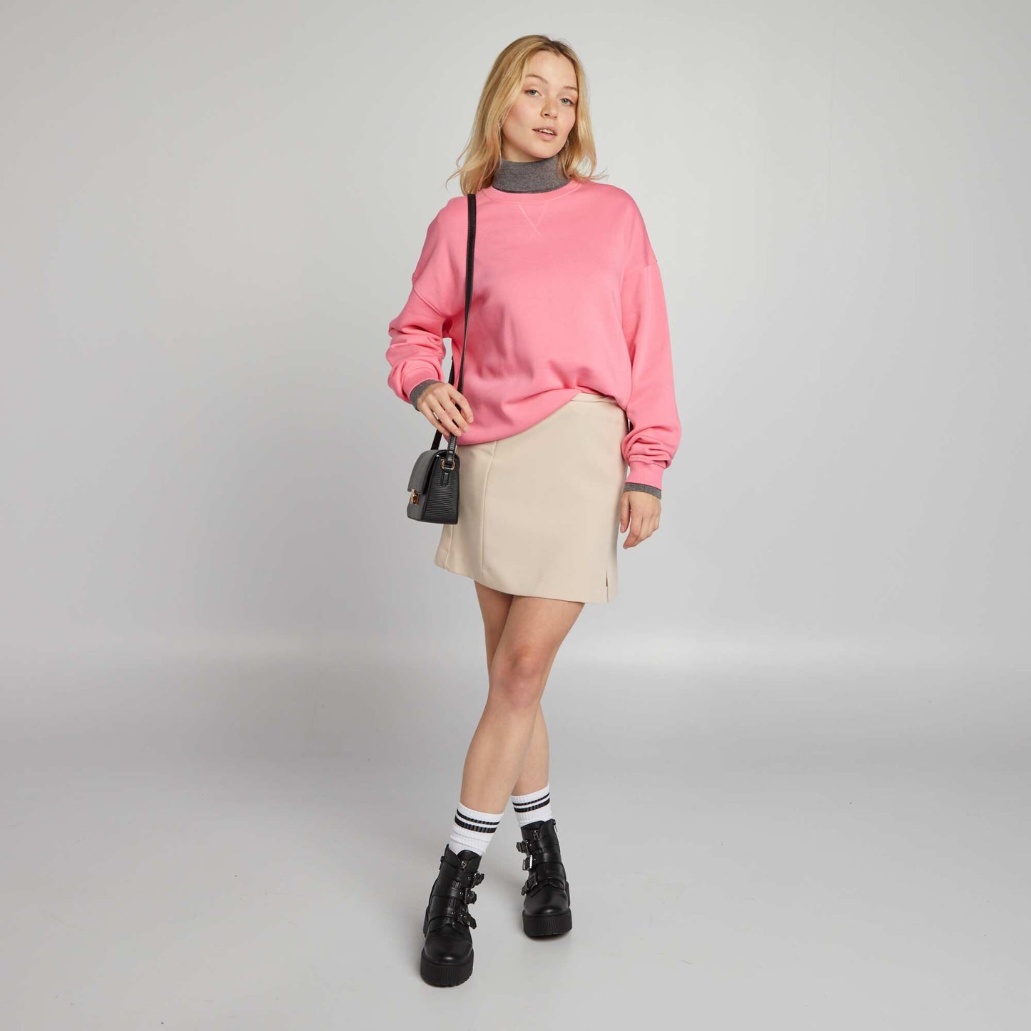 Plain sweatshirt fabric sweater pink