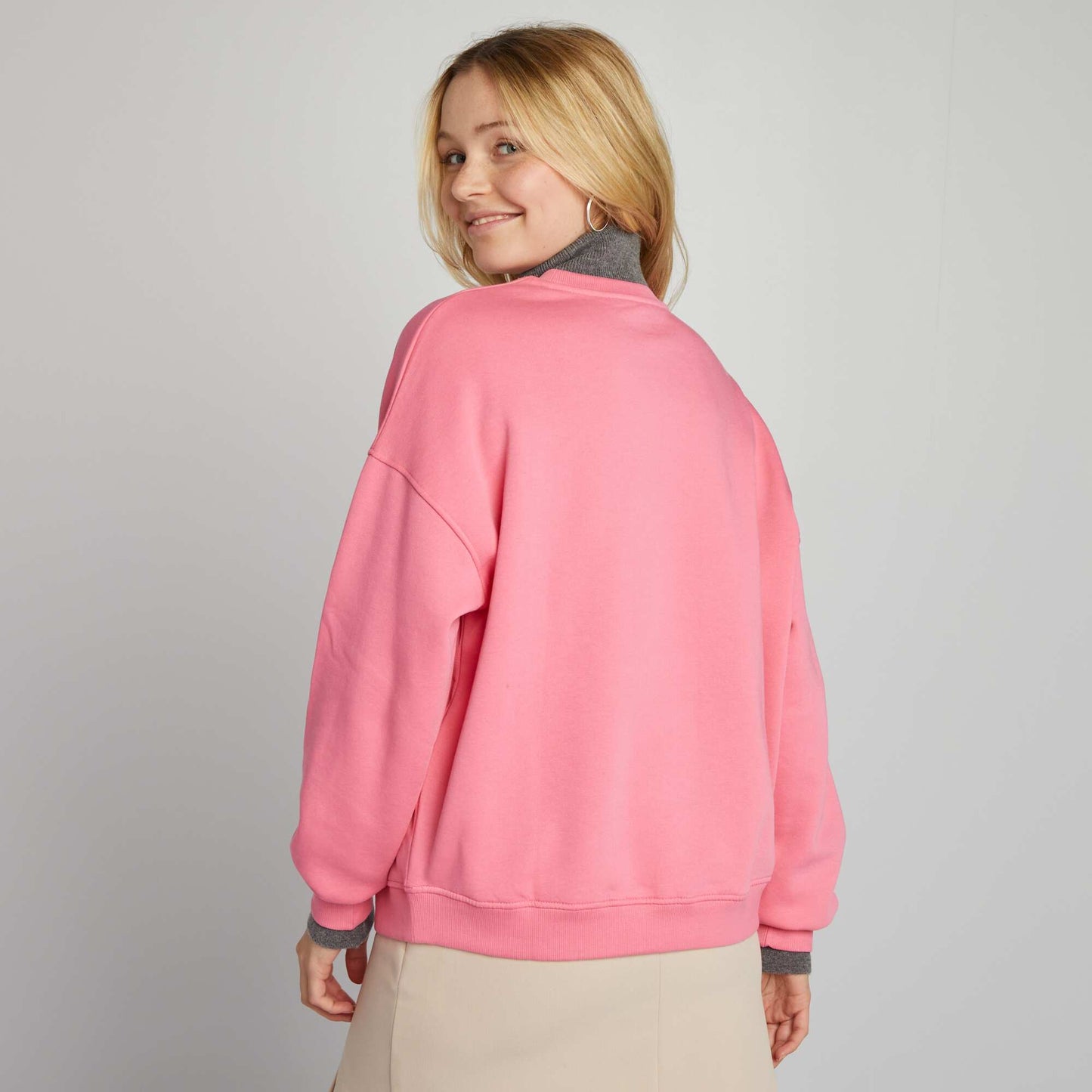 Plain sweatshirt fabric sweater pink