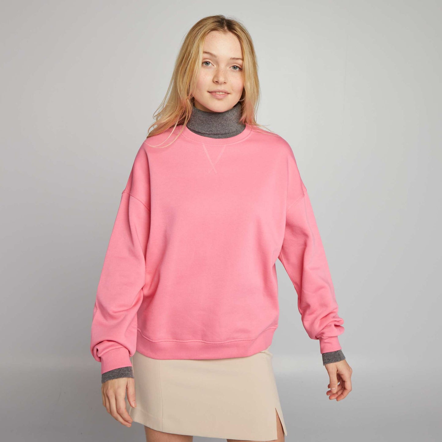 Plain sweatshirt fabric sweater pink