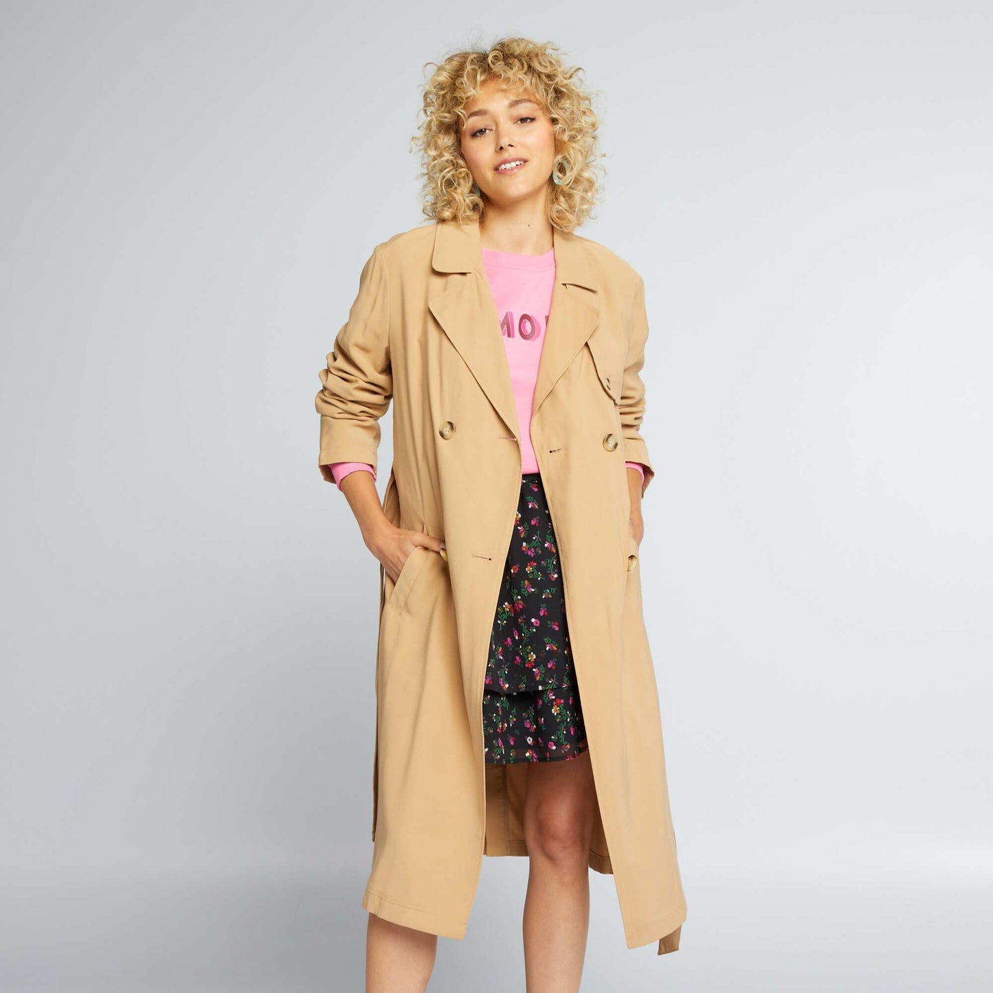 Flowing trench coat BEIGE